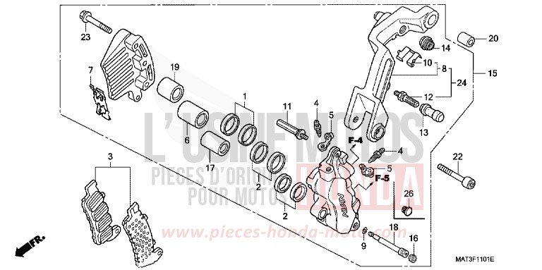 FRONT BRAKE CALIPER (L.) for Super Blackbird CANDY GLORY RED-U (R101) from 2000